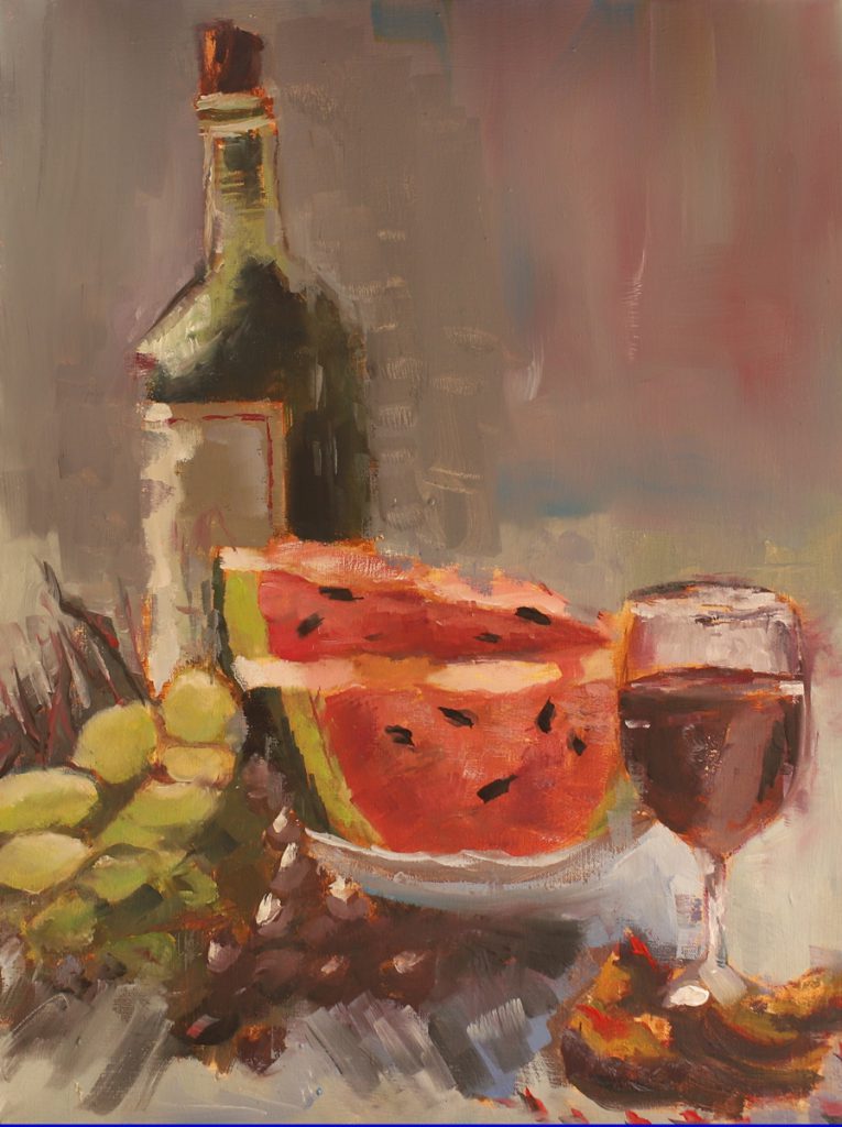 UMA MISTURA INUSITADA - VINHO, UVAS, MELANCIA E FIGOS